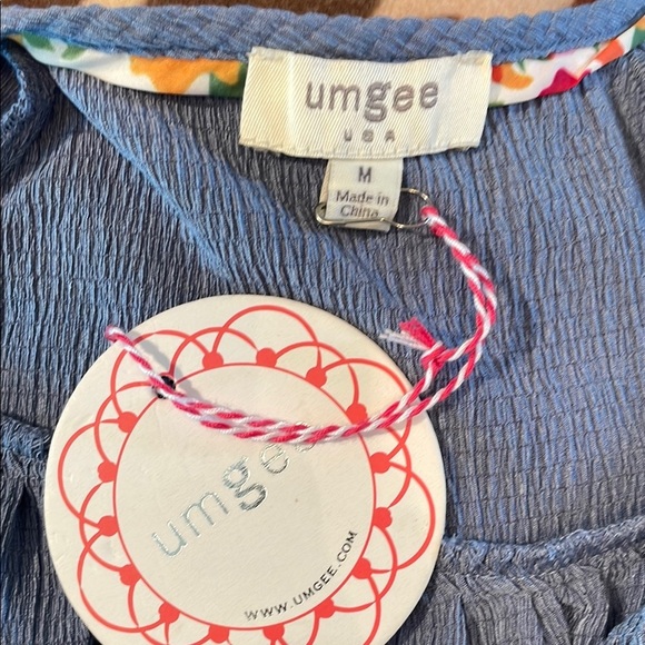 NWT UMGEE Blue Gray Ruched 1/2 Sleeve Blouse - Picture 5 of 7